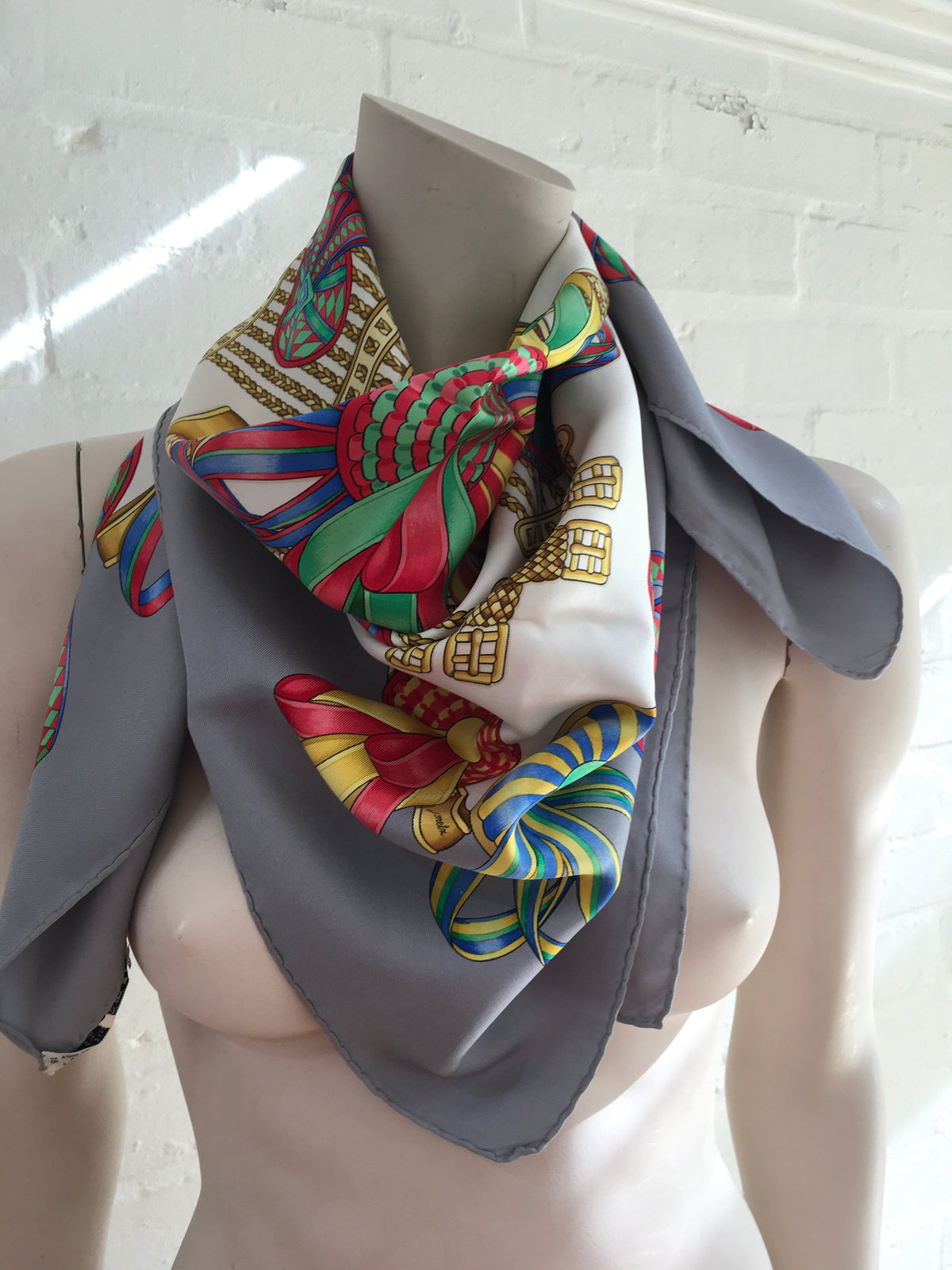 Hermès HERMES SCARF Les Rubans du Cheval Silk Scarf Created By Joachim Metz 1993 Ladies