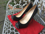 CHRISTIAN LOUBOUTIN Asteroid 140 suede and patent-leather pumps shoes 39 1/2 Ladies