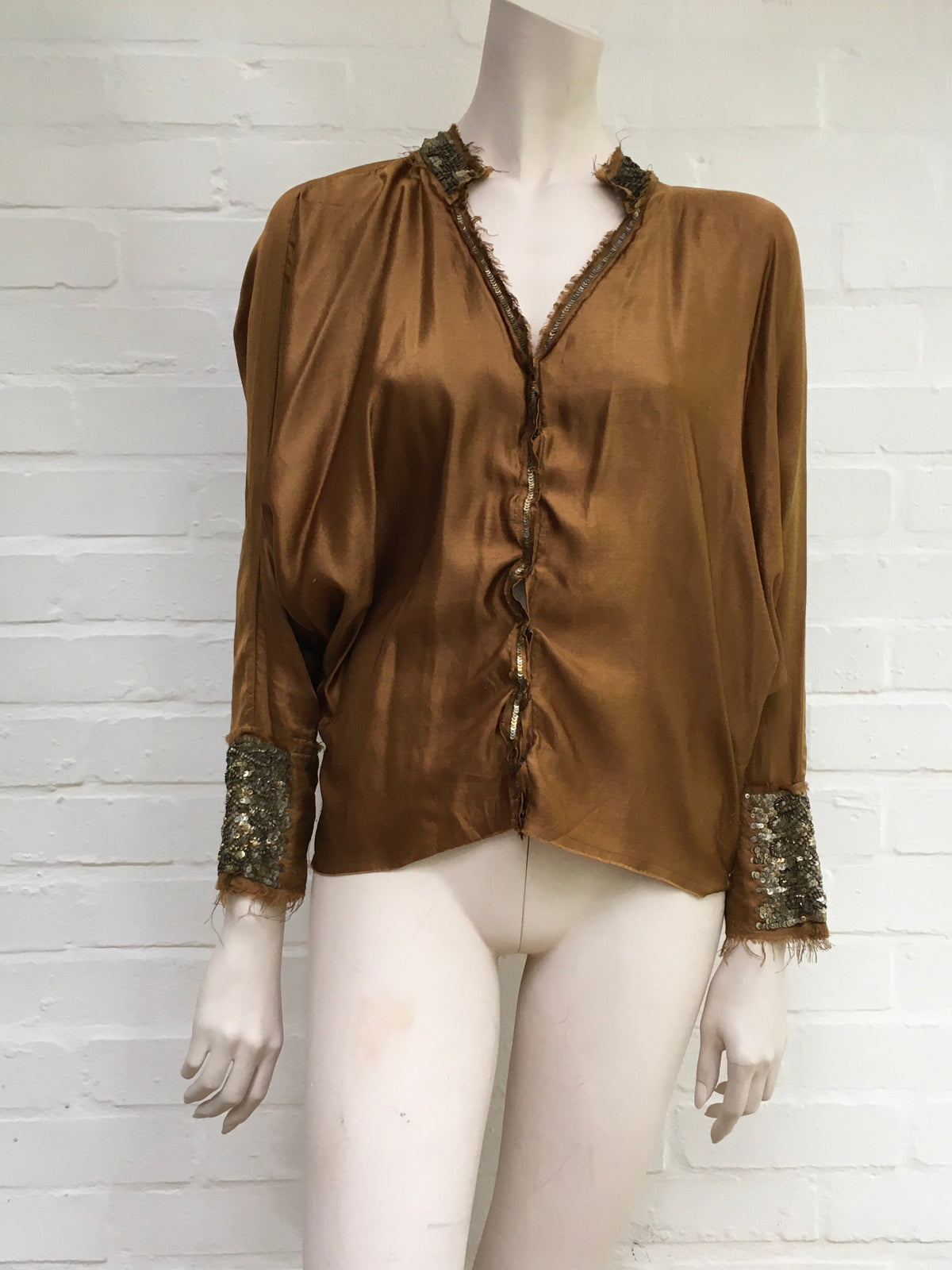 Easton Pearson Vintage 90s Silk Sequin Embellished Blouse Size UK 10 US 6 ladies