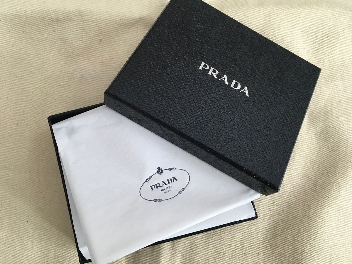 PRADA Saffiano Leather Navy Card Holder ladies