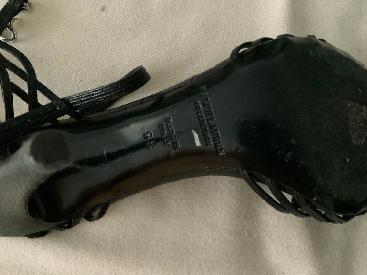 Ralph Lauren Purple Label Black Strappy Crystals Heels Size 39 US 9 UK 6 ladies