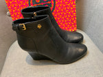TORY BURCH 'Milan' Wedge Bootie Black Leather Boots Size US 9.5 39.5. US 6.5 ladies