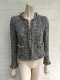 CHANEL : Tweed Collarless Jacket Blazer Wool Ladies