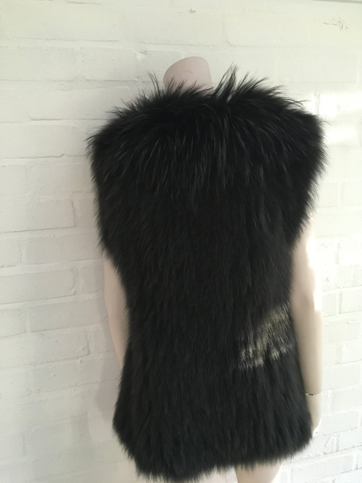 VINCE Women's Green Black Spruce Fox Fur Vest Gilet US 6 UK 10  Ladies