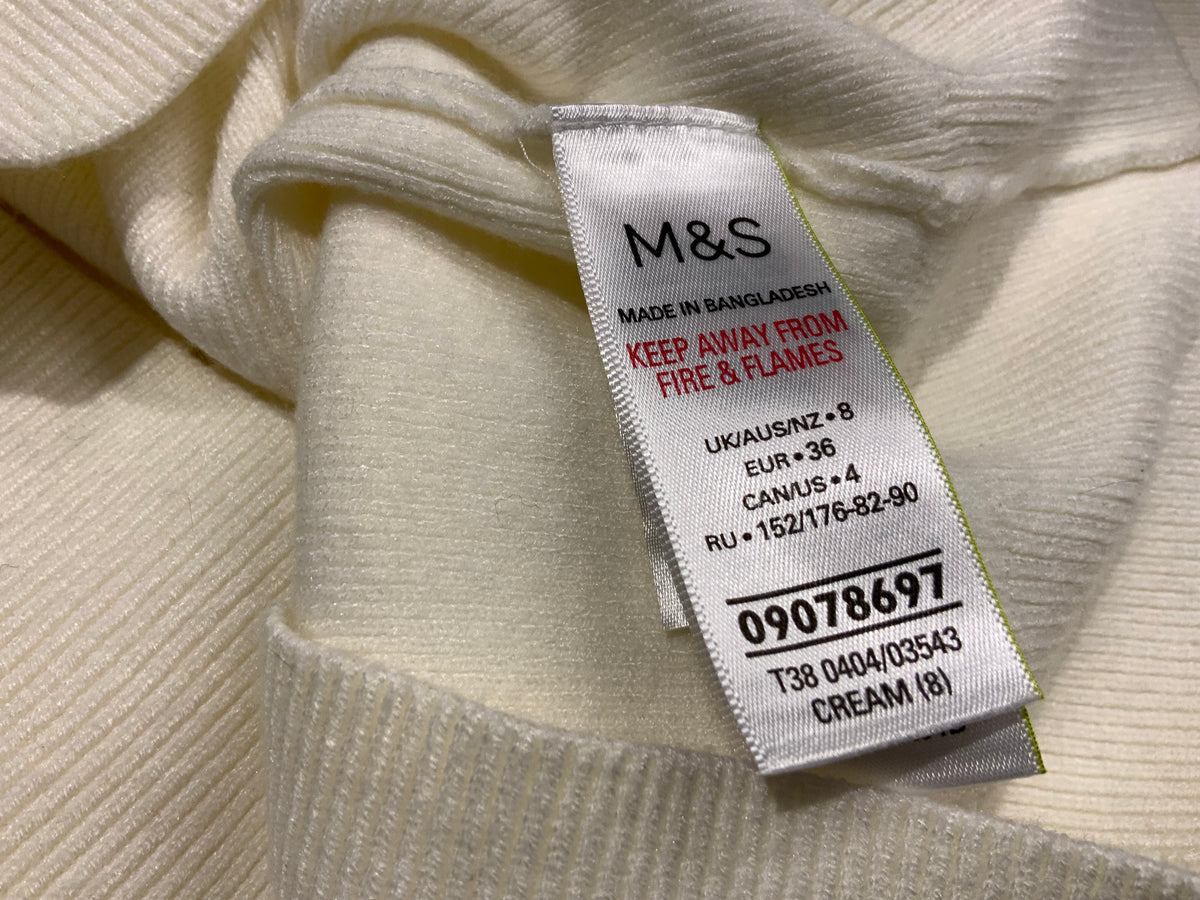 Marks & Spencer M&S Cropped Cream Cardigan Size UK 8 EU 4 ladies