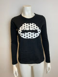 MARKUS LUPFER Lips Black Top Sweater SIZE S small ladies