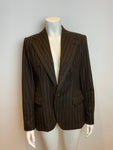 RALPH LAUREN Black Label Pinstriped Brown Blazer Jacket Size US 12 UK16 ladies