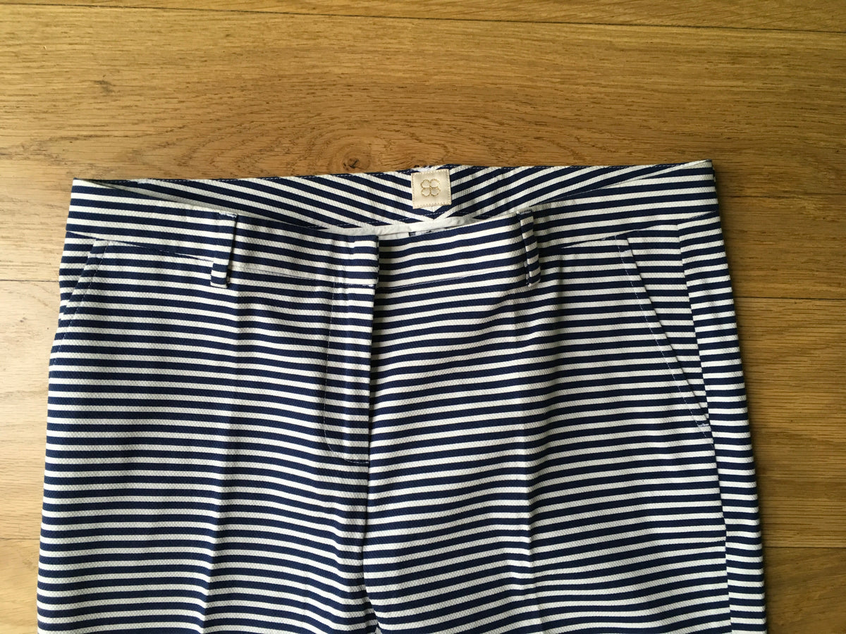 True Royal Pants Trousers White & Blue Stripes Mid-Rise Straight-Leg  Ladies