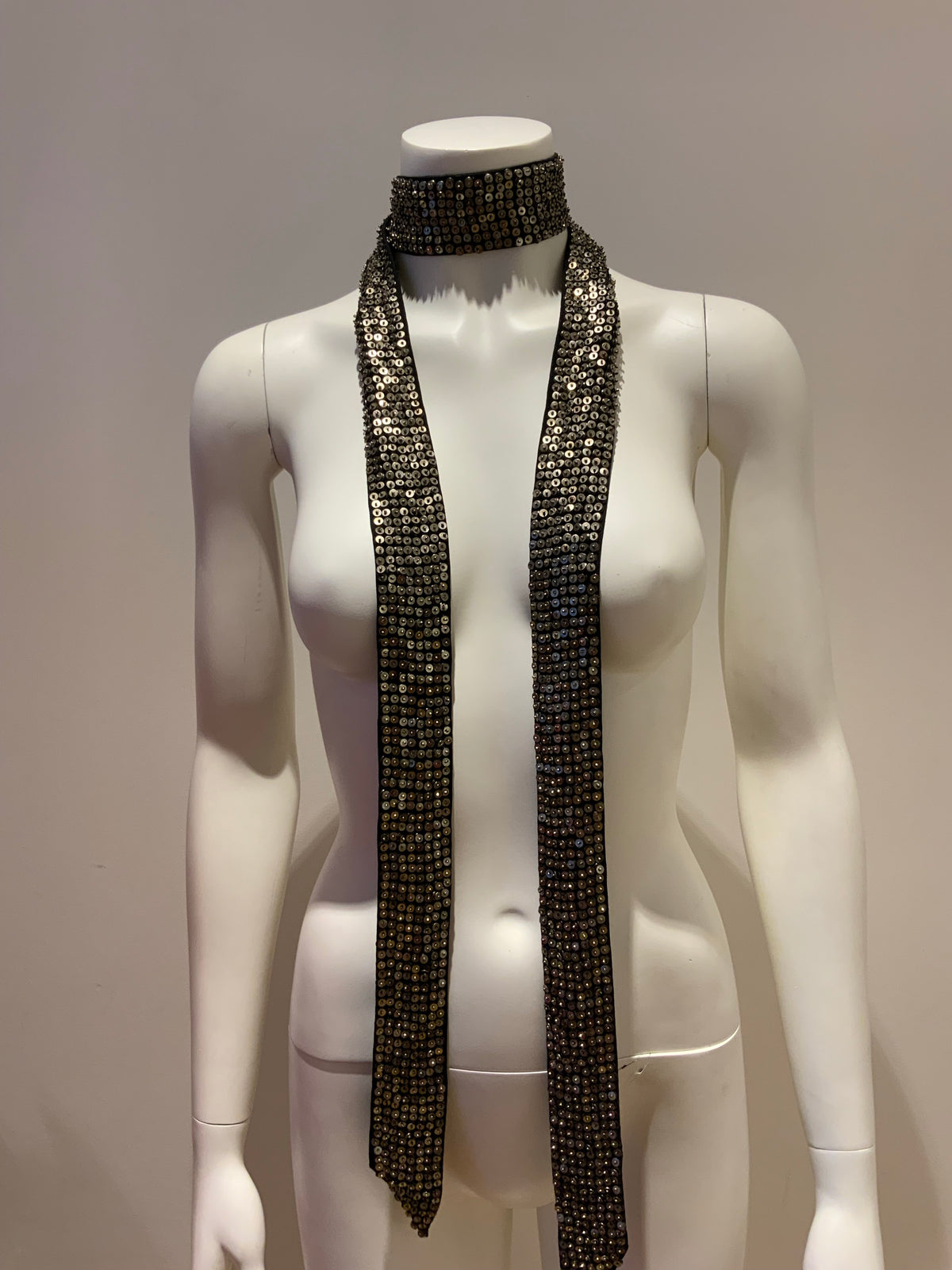 $1255 ISABEL MARANT Gunmetal Pulse Sequin Embellished Scarf one size ladies