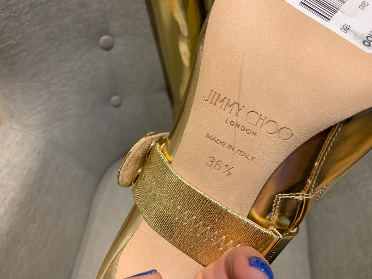 JIMMY CHOO ICONS Metallic Hurley 100 Gold Leather Boots Size 36.5 UK 3.5 US 6.5 LADIES