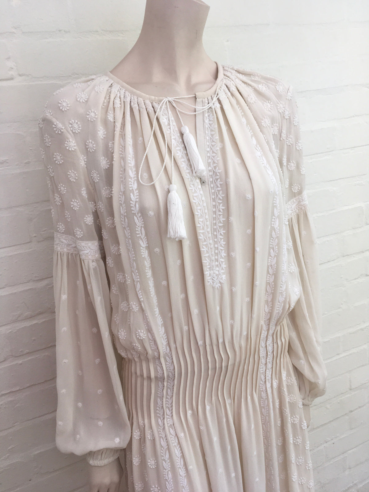 Talitha 'Fiona' off-white embroidered silk-crepe maxi dress Size M medium ladies