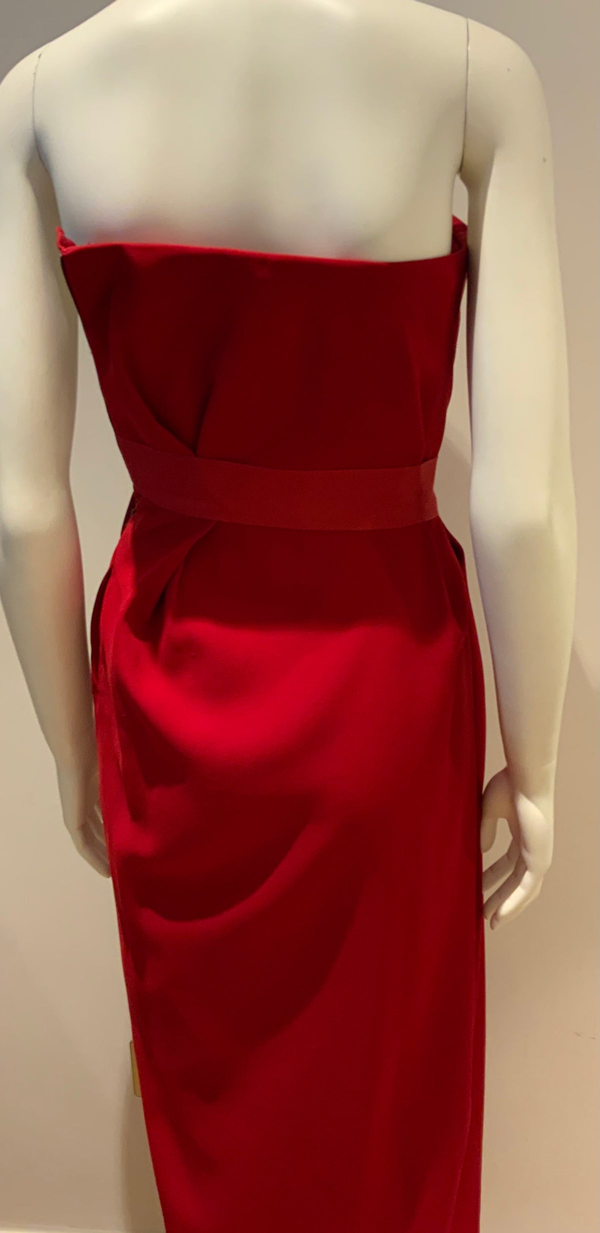 LANVIN Red Strapless wrap-effect silk-crepe gown dress RED CARPET F 36 XS ladies