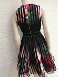 ELIE SAAB  Black sheer tapes multicolor floral pattern Dress F 34 ladies