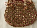 Hand Embellished in India Gold Beaded Satchel Bag Handbag ladies