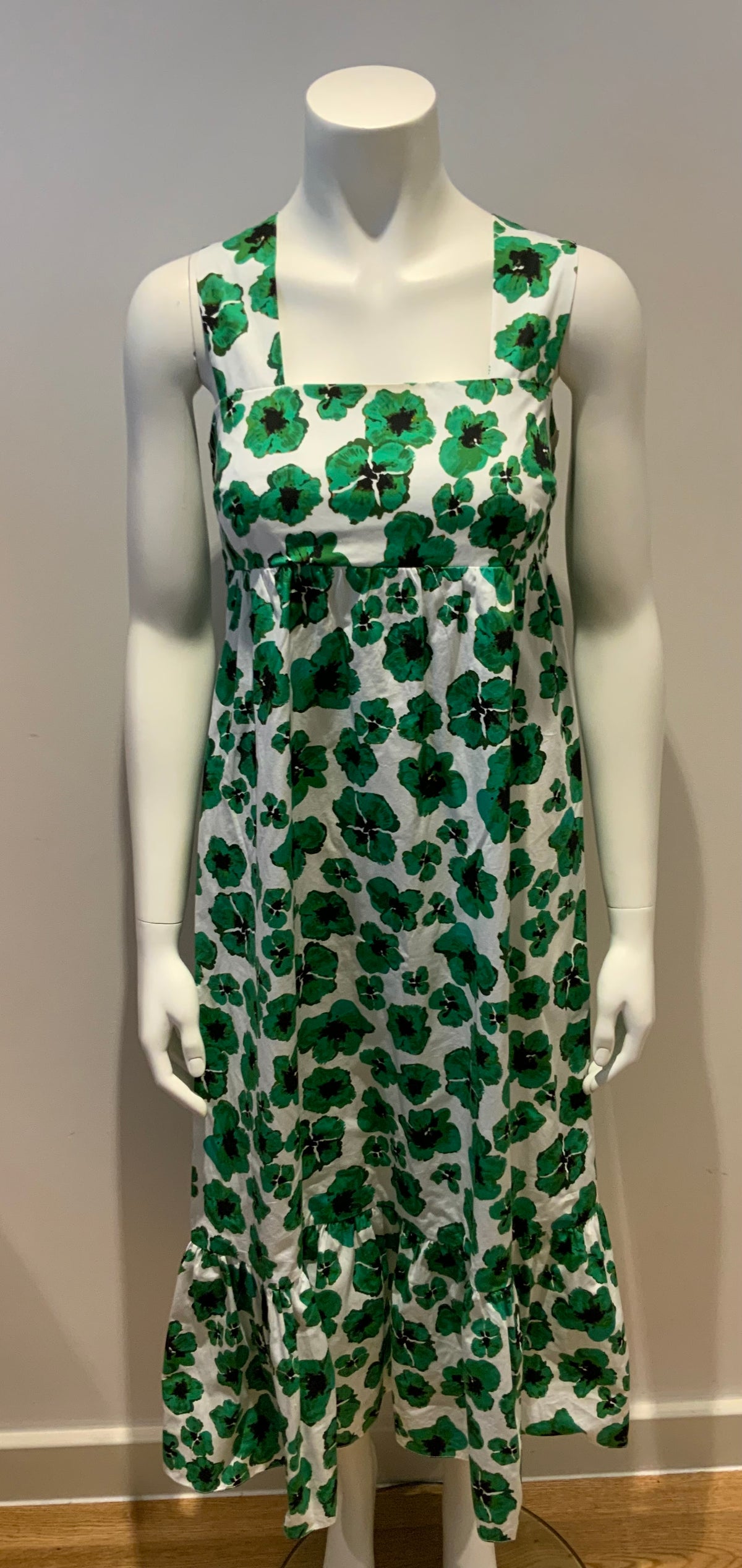 Borgo De Nor Green Mila Cotton Poplin Midi Dress Size UK 12 US 8 ladies