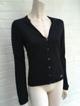 BURBERRY Vintage Black Pure Cashmere Cardigan Sweater Jumper Small Medium Ladies