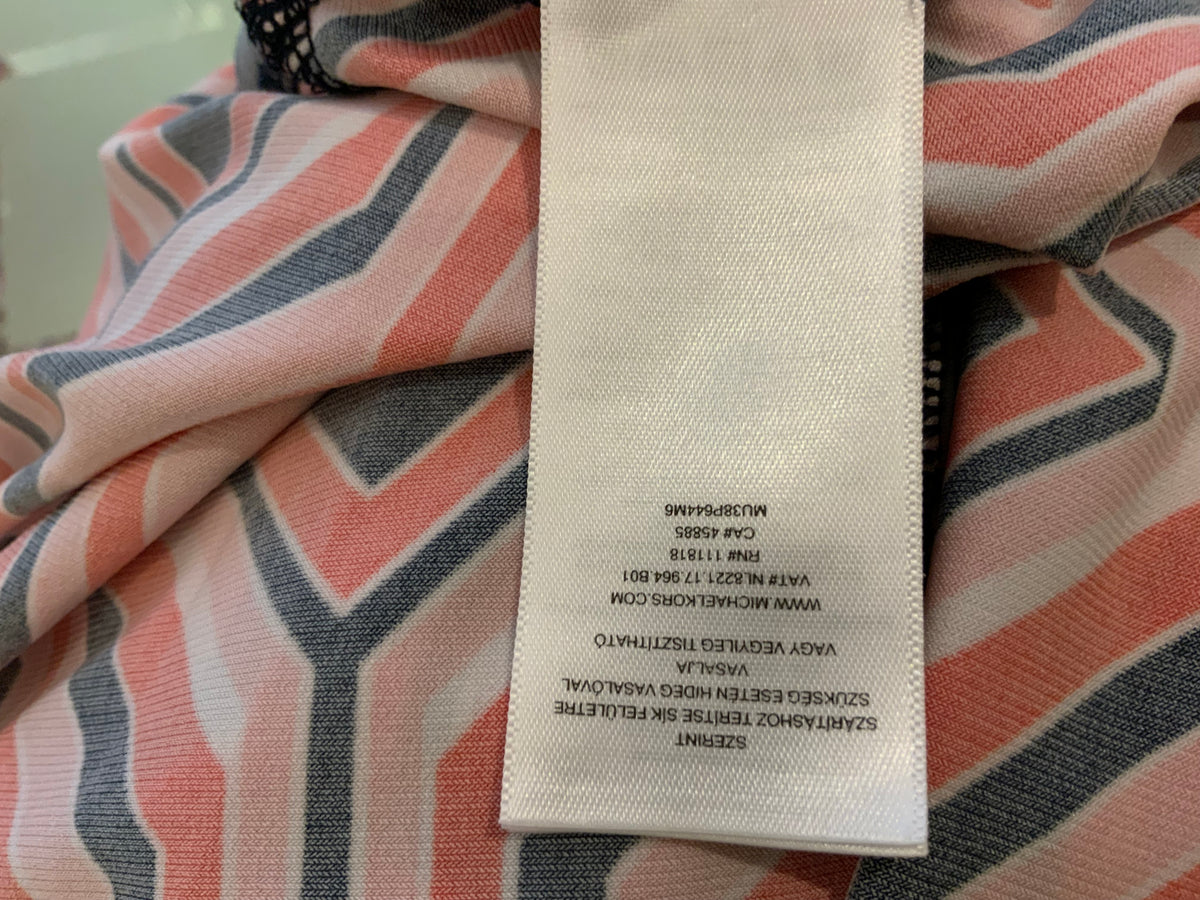MICHAEL KORS Orange Long Sleeve Geometric Printed Dress Size L large ladies