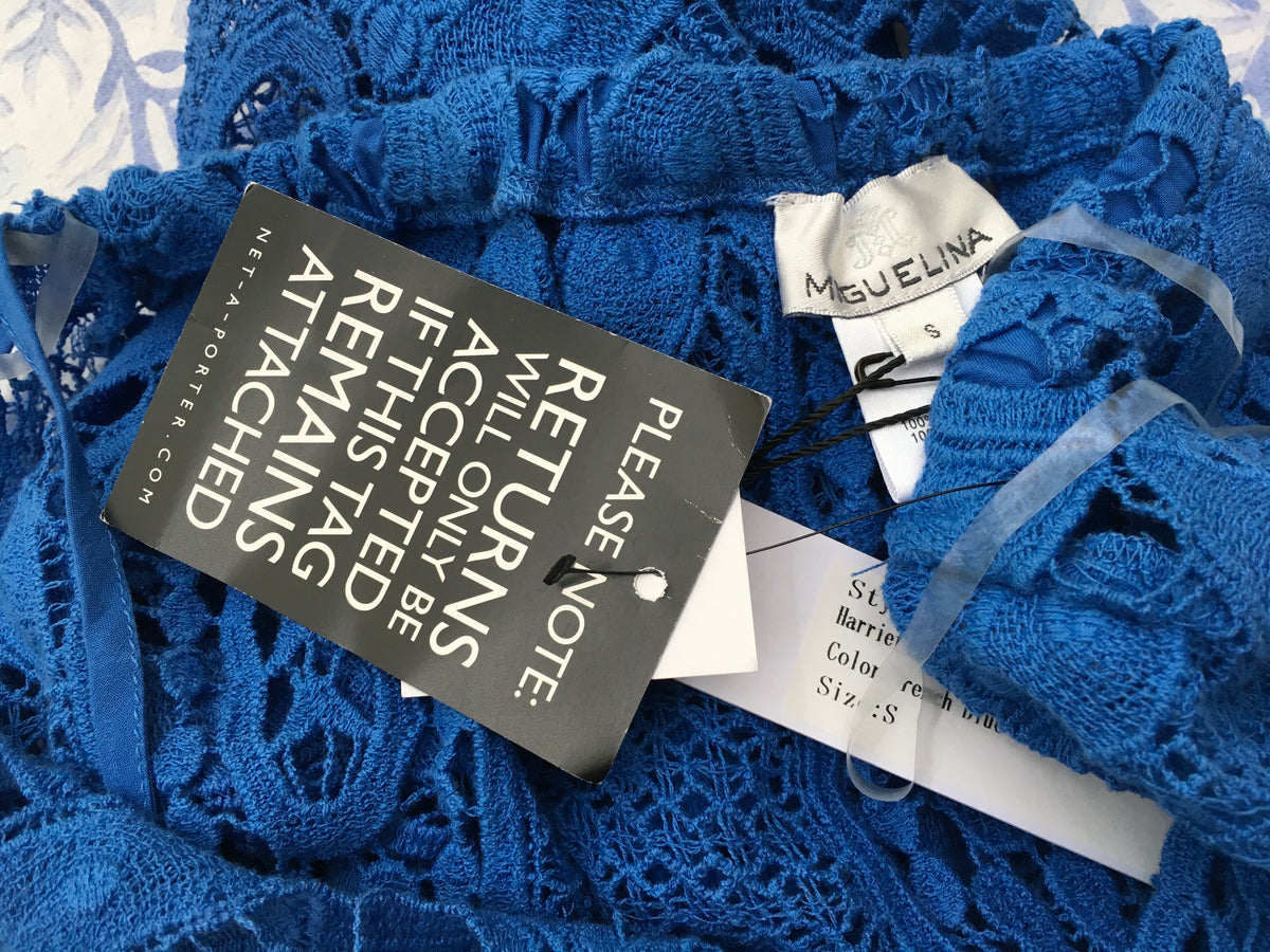MIGUELINA Harriet crocheted blue cotton playsuit romper Size S small ladies