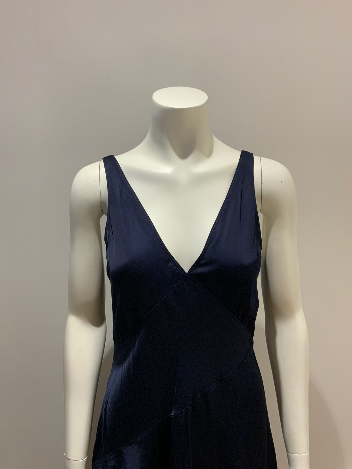 RALPH LAUREN Polo STRAPLESS NAVY SLIP SATIN DRESS US 4 UK 8 S small ladies