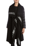 MONCLER Mantella Down Puffer Sleeve & Wool Cape Coat In Black Size L large ladies