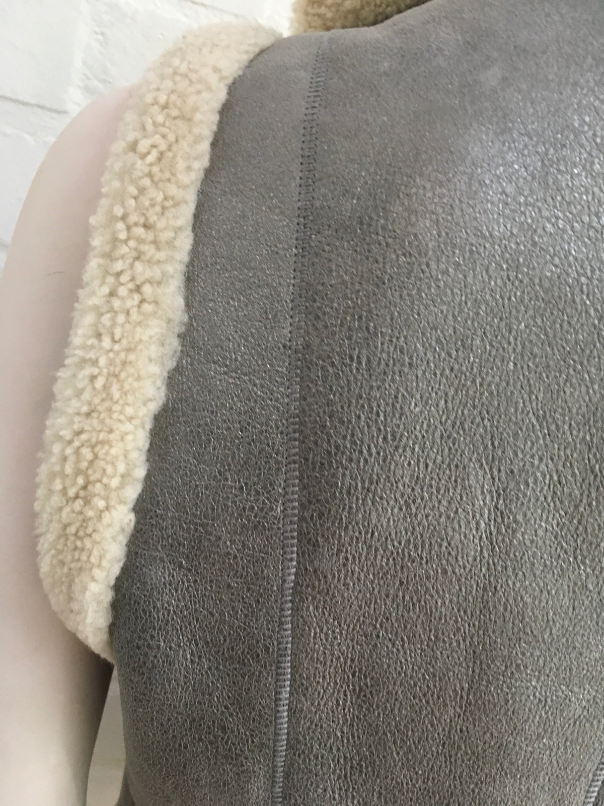 Ralph Lauren Black Label Lamb Shearling Leather Vest Gilet Ladies