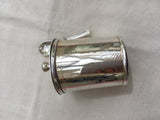 LOVELY ANTIQUE SILVER PLATED AND GLASS POT AND SPOON