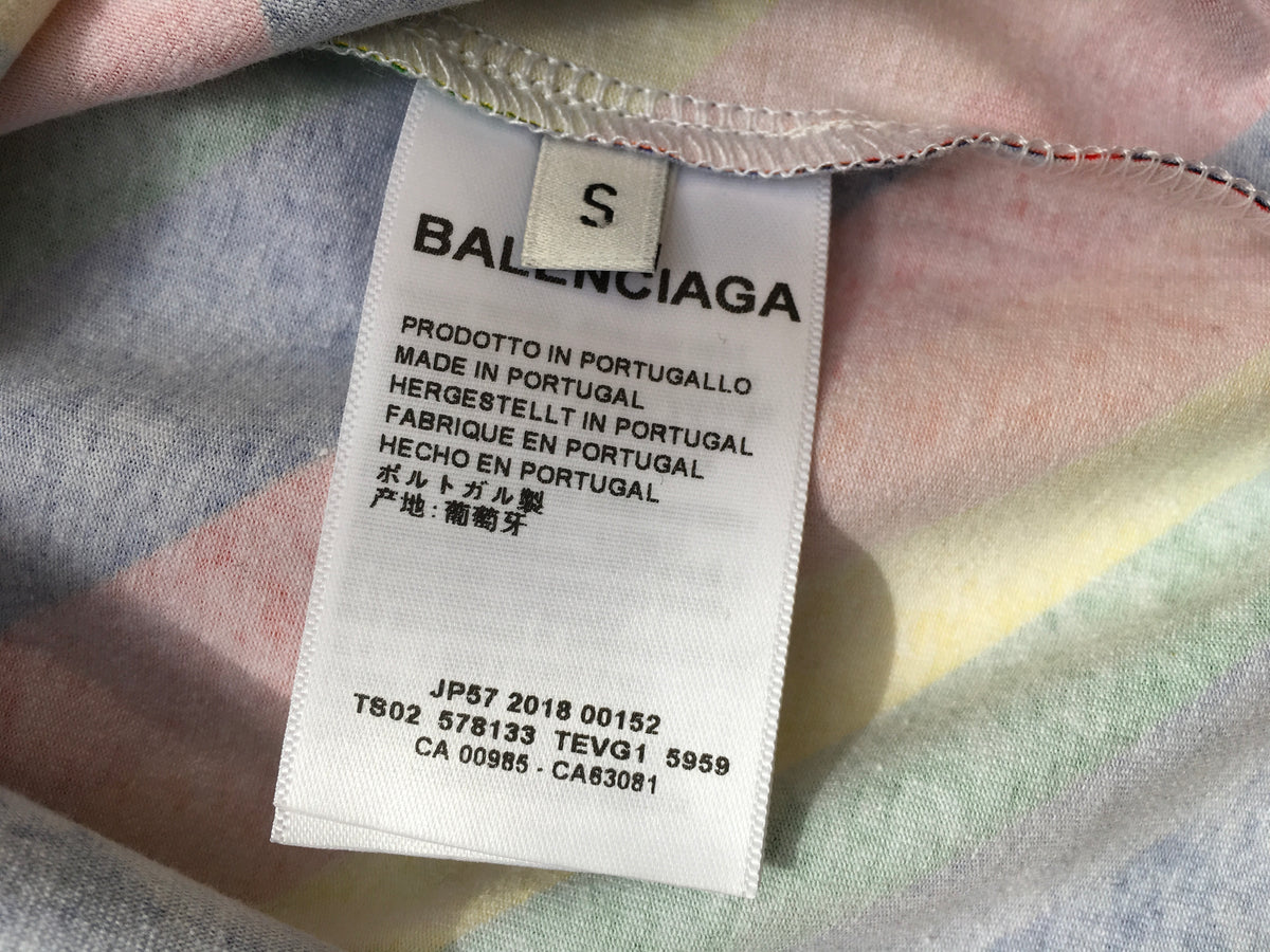 BALENCIAGA Rainbow stripe-print cotton T-shirt Ladies