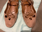 Aquazzura Dance Beige Suede Leather Flats Shoes Size 35 US 2 UK 5 ladies