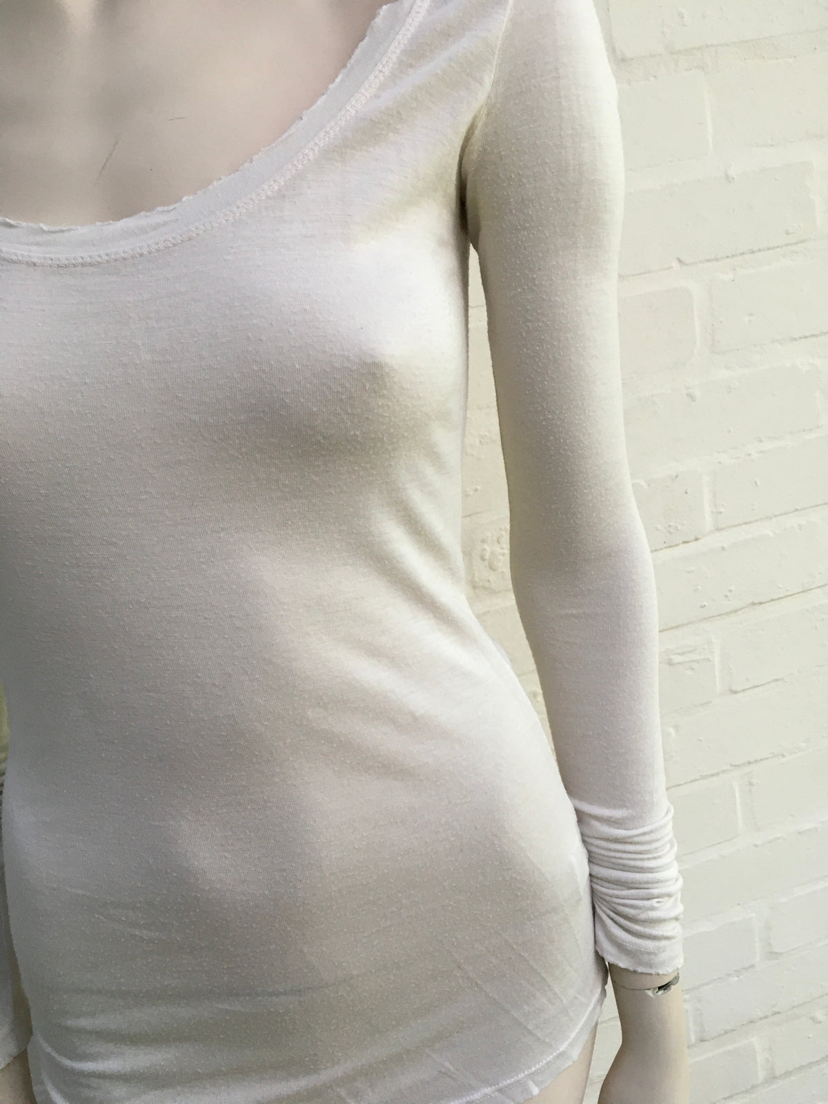 James Perse Los Angeles Sheer Slub Long Sleeve Crew Top Size 1 S ladies