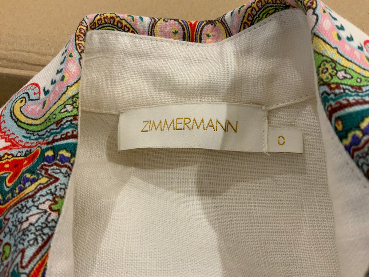 ZIMMERMANN Ninety-six Shirt Paisley Print Linen DRESS SIZE 1 S Small SOLD OUT ladies