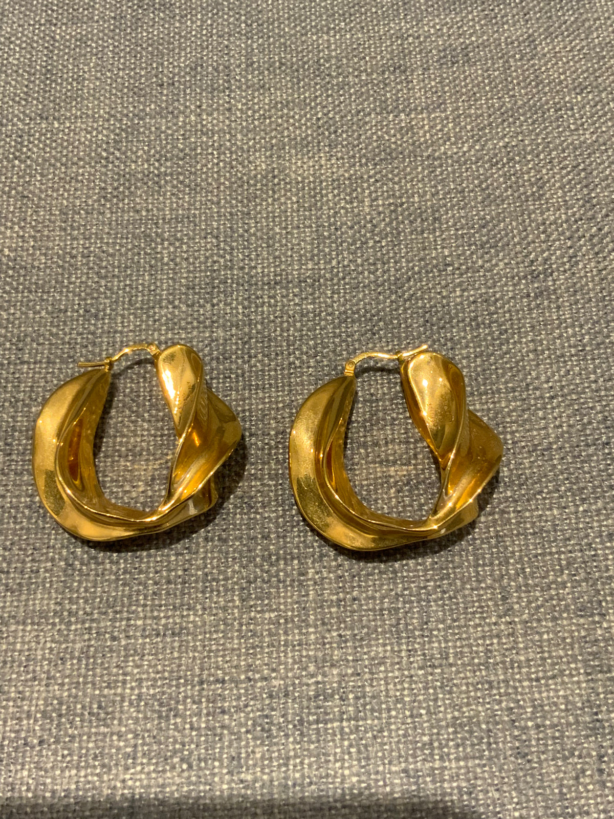 ICONIC CÉLINE Celine Phoebe Philo Gold Chunky Twisted Hoops Earrings ladies