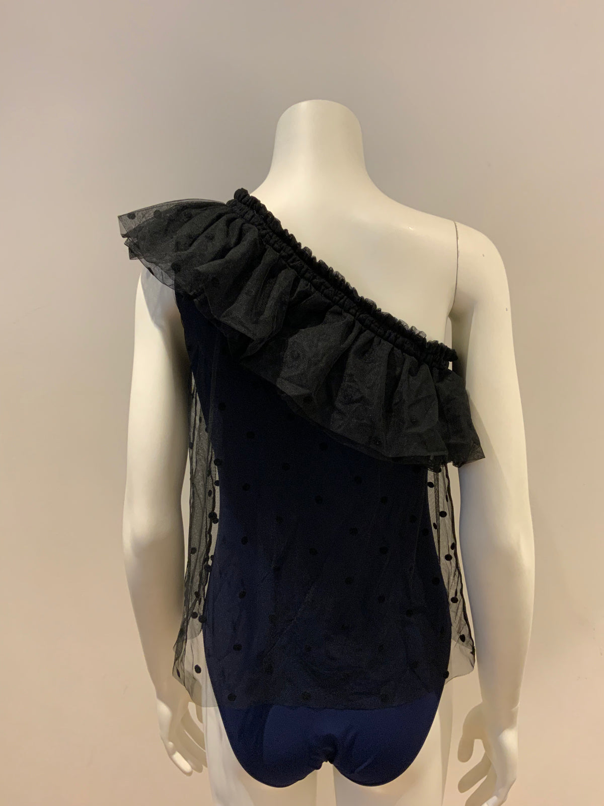 MAJE Lowers one-shoulder tulle ruffle body top Size 3 L large ladies