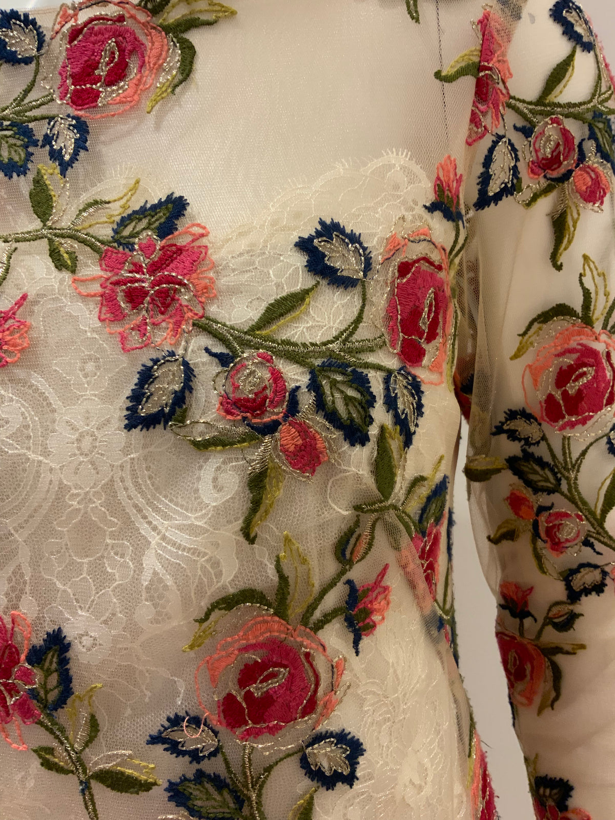 Notte by Marchesa Tull Floral Embroidered SO COUTURE Dress Size US 4 UK 8 Small ladies