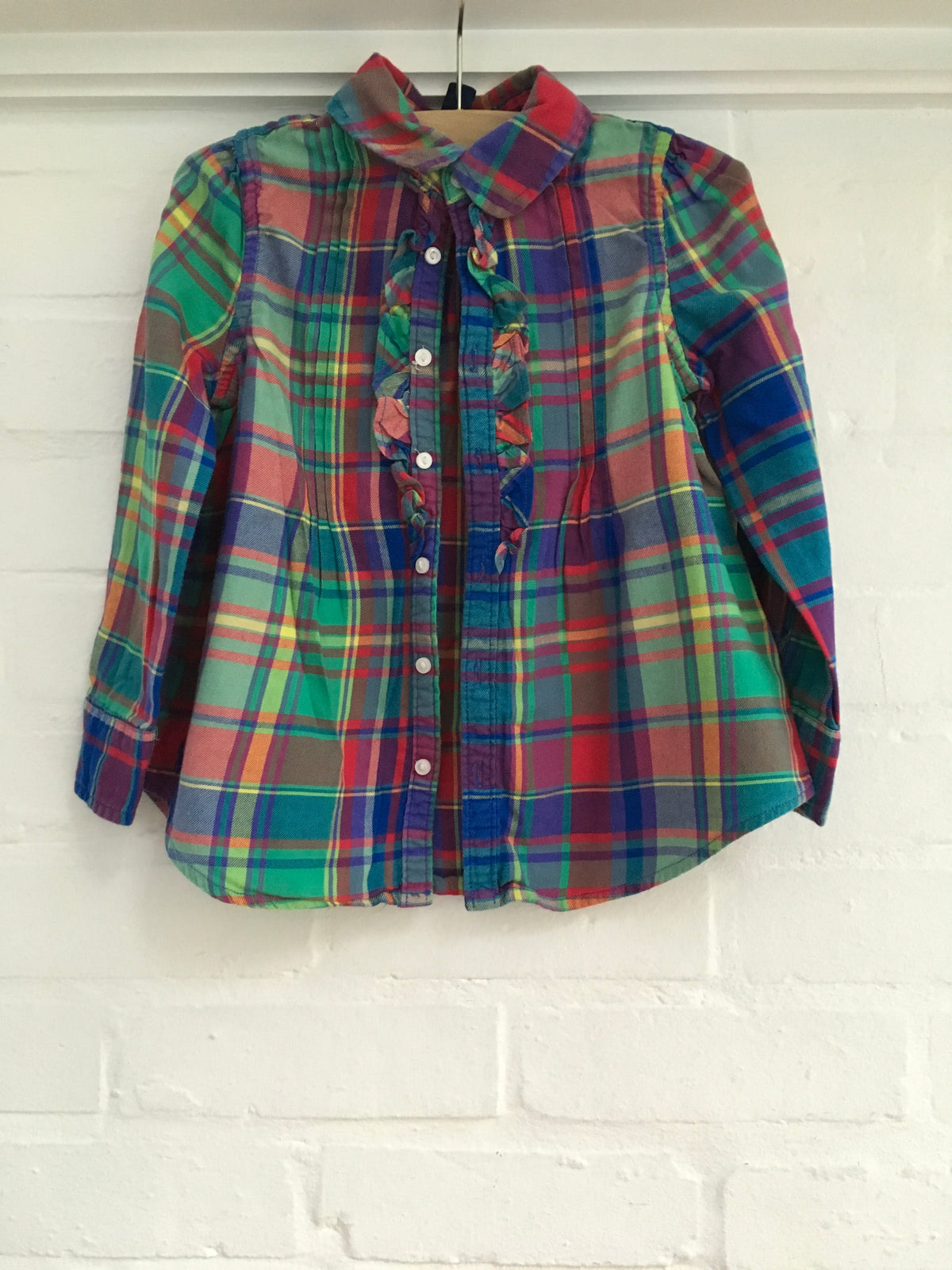 Ralph Lauren Polo plaid ruffle button down shirt 4 years old Children