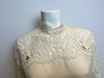 Sandro Paris Ivory Silk Mock Neck Lace Insert Top Size 2 M medium ladies