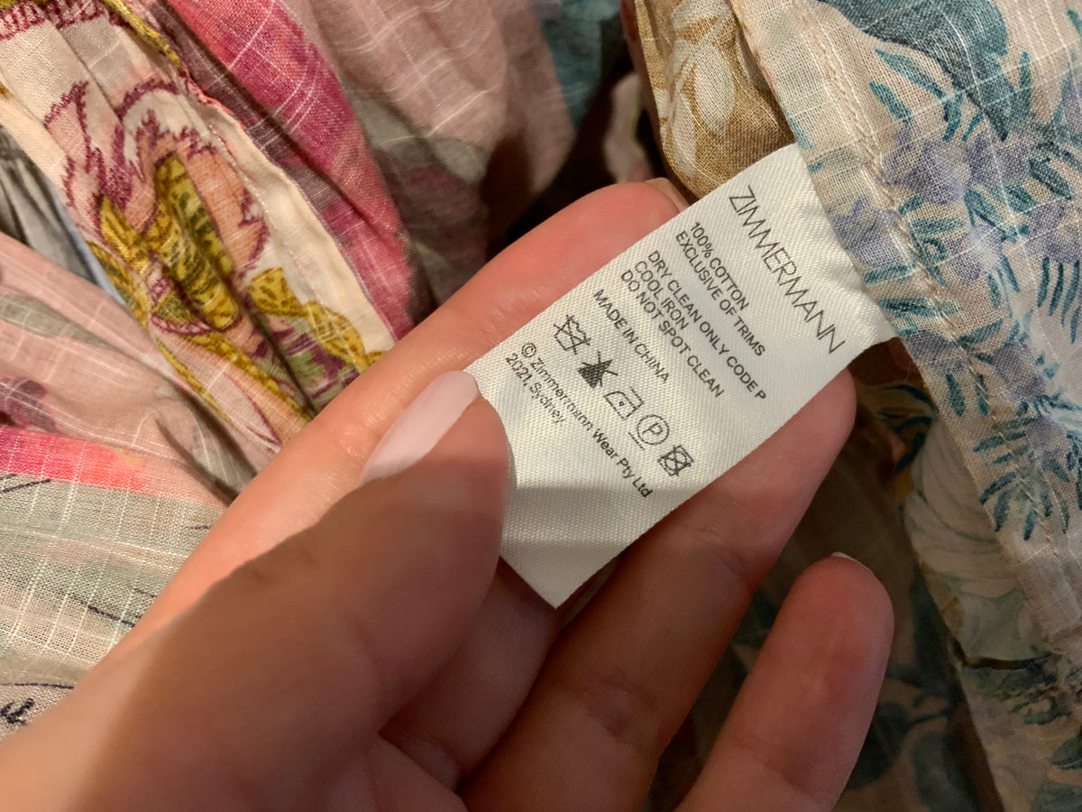 ZIMMERMANN Patchwork Cassia Midi Wrap Dress Size 1 S small