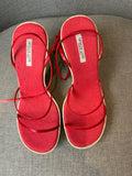 Caterina Lucchi Red Heels Wedge Platform Sandals Size 39 ladies