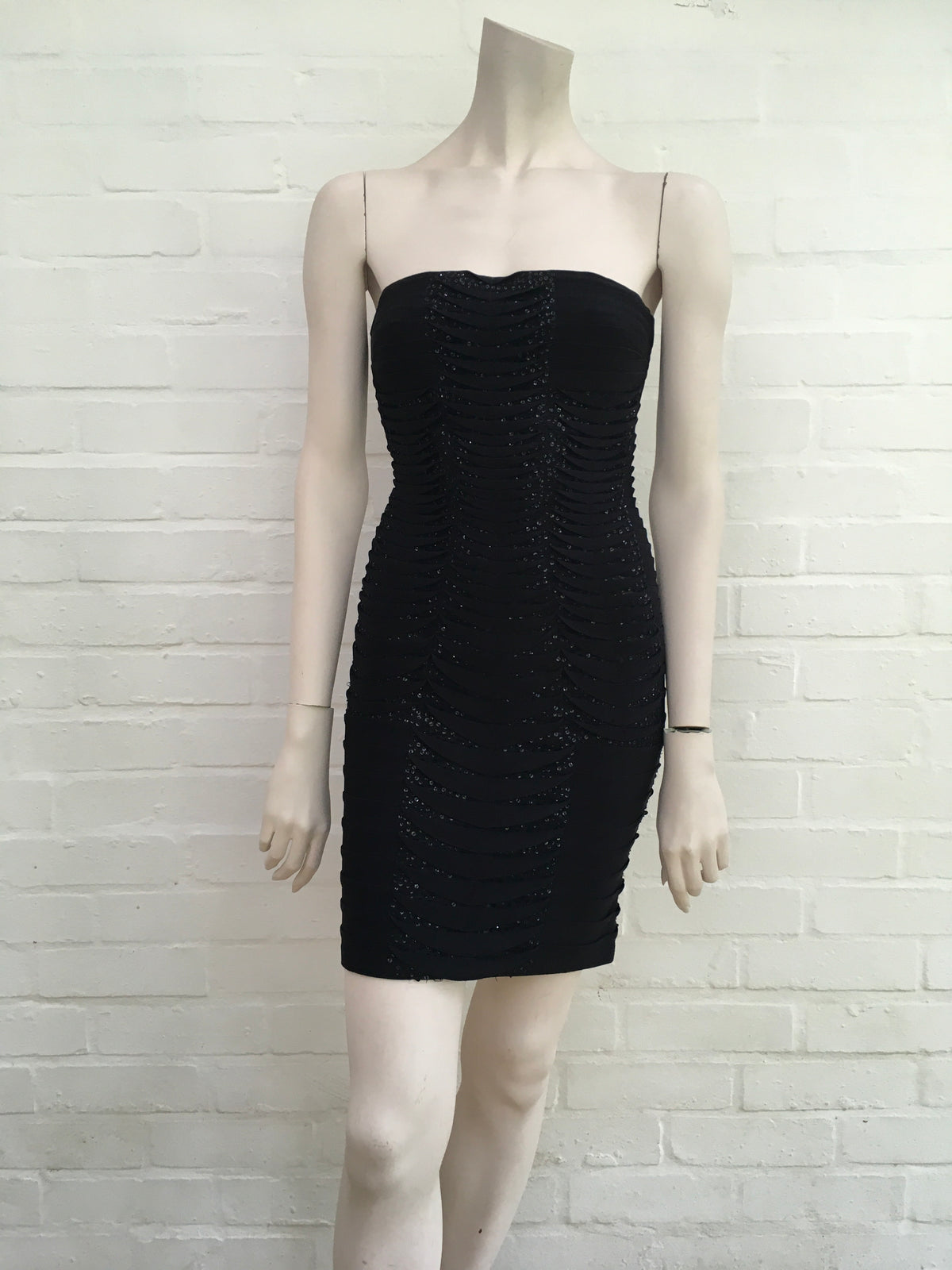Herve Leger SEQUIN EMBELLISHED HAND-CRAFTED BANDAGE DRESS Size S SMALL ladies