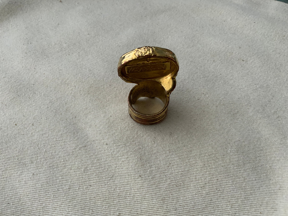 Yves Saint Laurent YSL Arty gold-plated glass ring size 6 ladies
