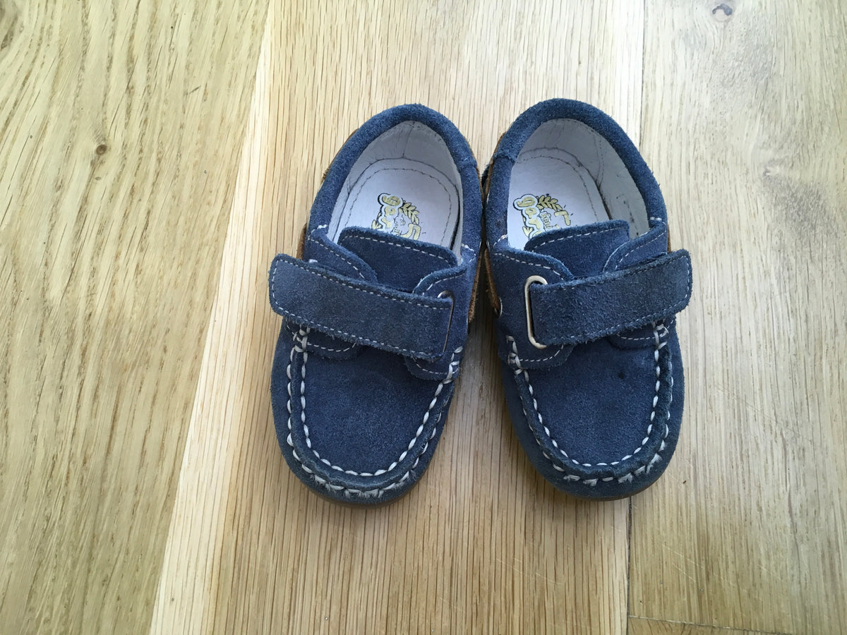 GARVALIN 50 aniversario Boys Shoe Navy Blue Suede Leather Size 20 Children