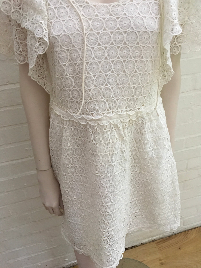 Chlo Chloe White Crocheted lace mini dress Ladies Afashionistastore Chlo Chloe White Crocheted lace mini dress Ladies Afashionistastore