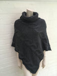 PIPOLAKI INDRA Grey Cable Knit Poncho Top One Size Fits All Ladies