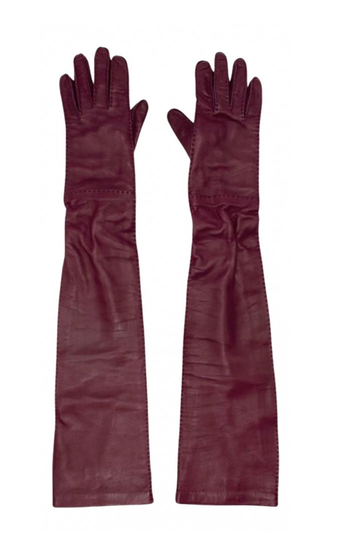 Prada Cerise Buttery Nappa Leather Long Gloves ladies