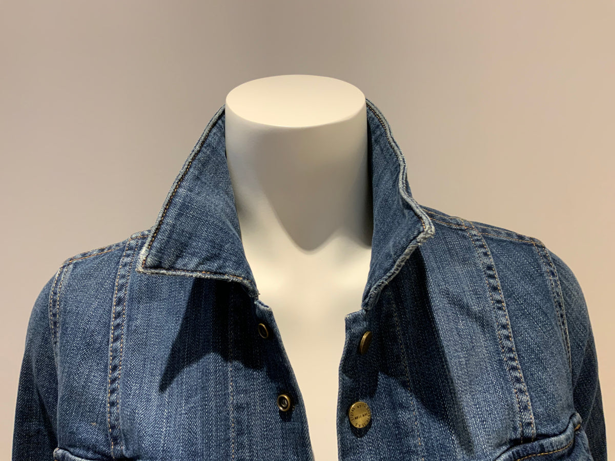 Current/Elliott Current Elliott The Snap Jacket in Loved Wash, Denim Jacket Sz 2 ladies