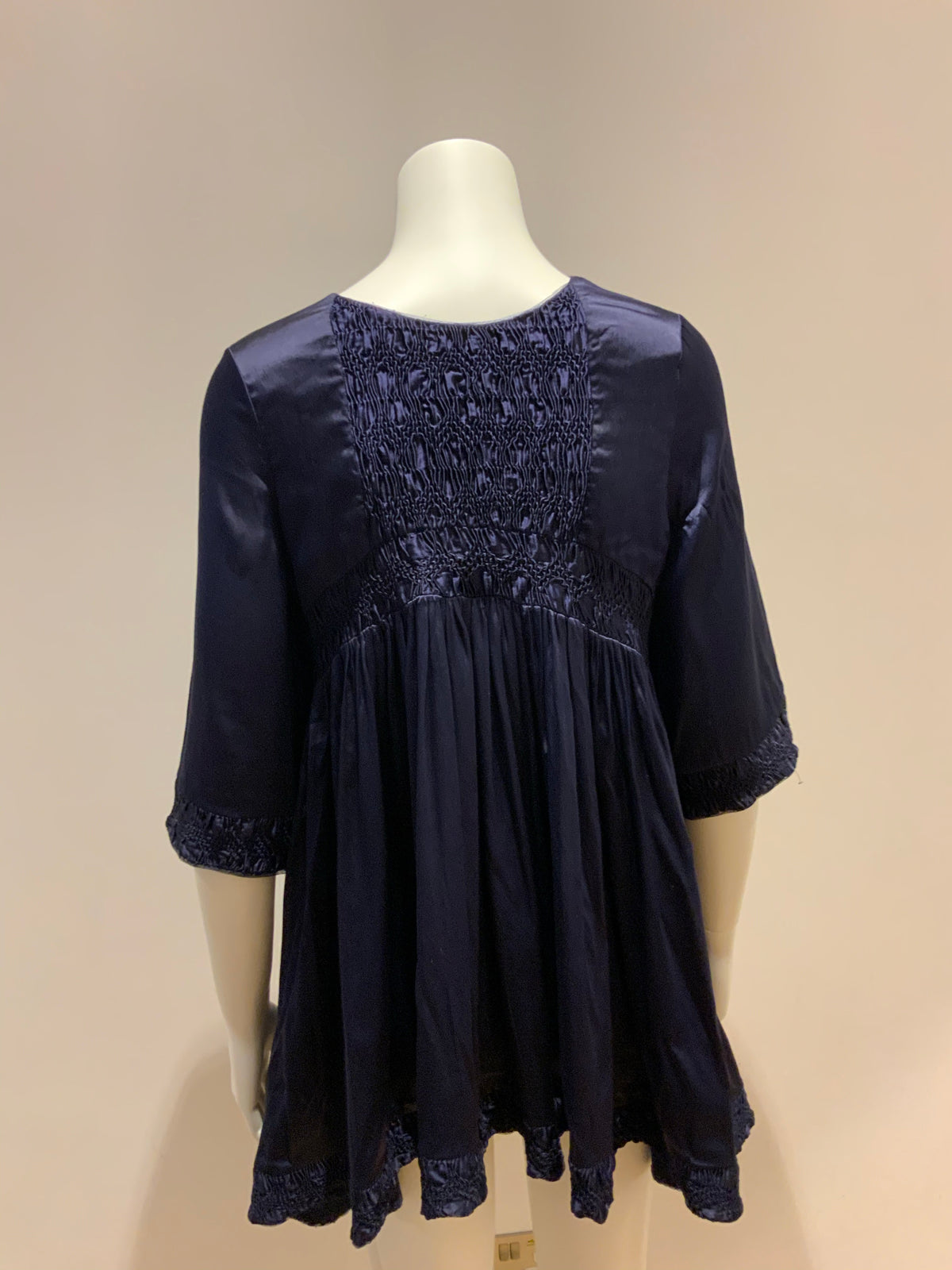 Navy Blue Silk Button Down Dress Size S Small ladies