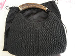 Yves Saint Laurent YSL Black Mombassa Horn Macramé Bag Handbag Ladies