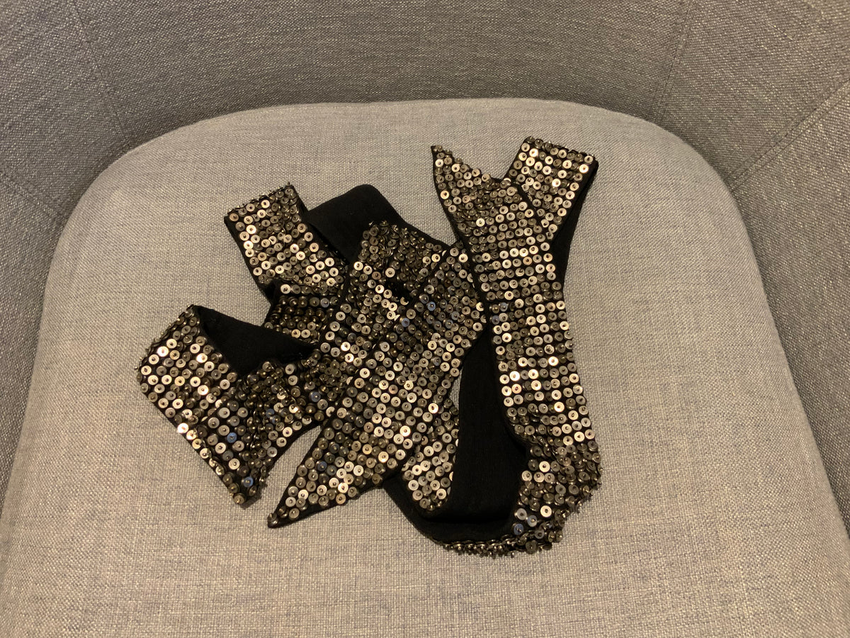 $1255 ISABEL MARANT Gunmetal Pulse Sequin Embellished Scarf one size ladies