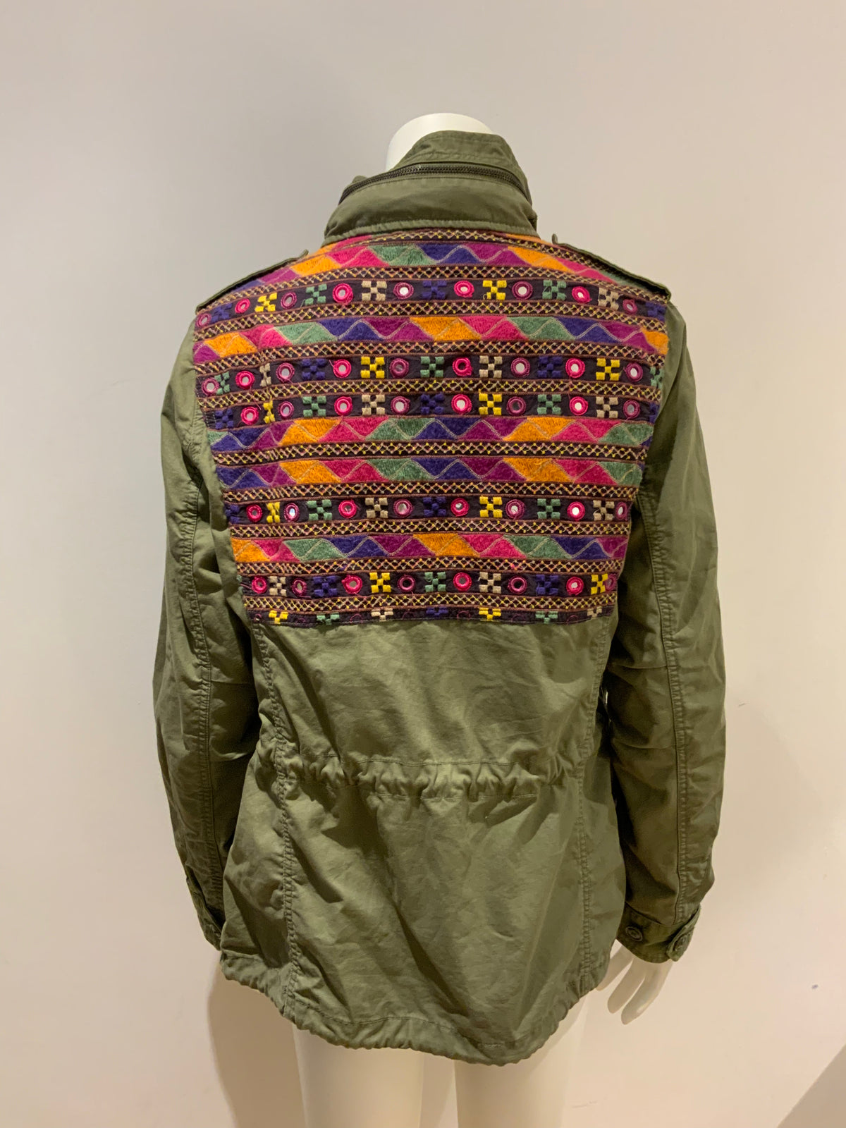 Denim & Supply Ralph Lauren Embellished Embroidered Khaki Army Jacket M Medium ladies