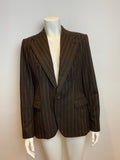 RALPH LAUREN Black Label Pinstriped Brown Blazer Jacket Size US 12 UK16 ladies