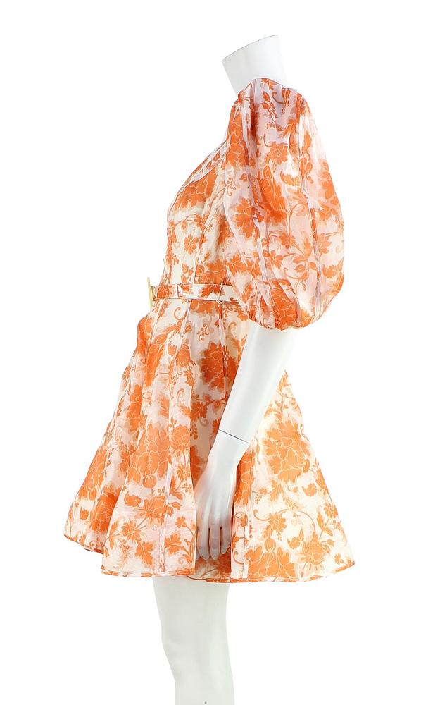 ZIMMERMANN MOST Postcard belted floral-print linen and silk-blend mini dress Sz 1 S small ladies